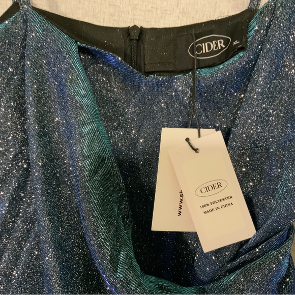 Cider Dresses Nwt Cider Sweetheart Neckline Blue Glitter Bodycon